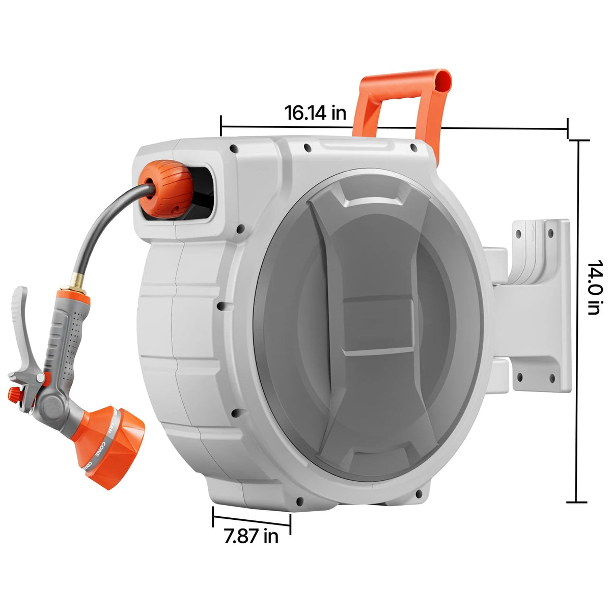 SucceBuy Retractable Garden Hose Reel Wall Mounted Hose Reel Heavy Duty Garden Hose Reel with 9Pattern Nozzle 180°Swivel Bracket The Pet & Home Store