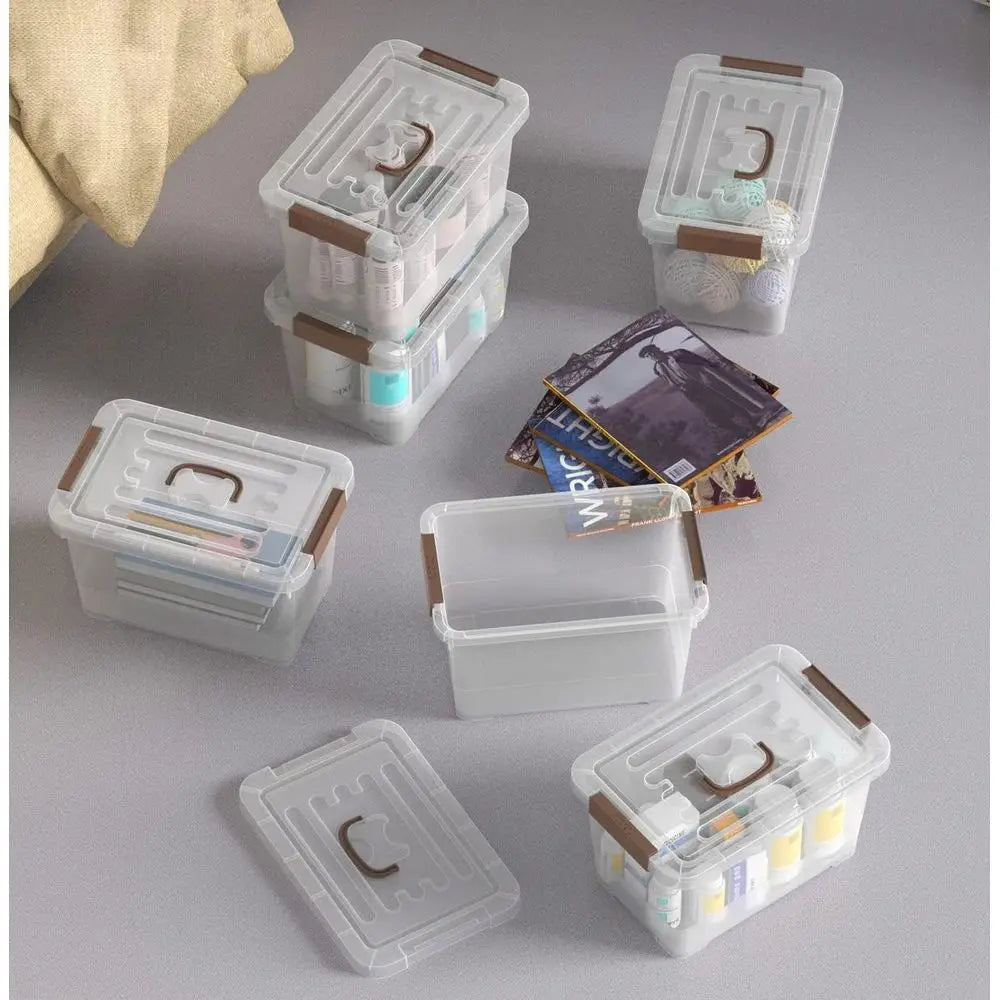 Plastic Stackable Storage Box With Handle And Lid Multi Pose