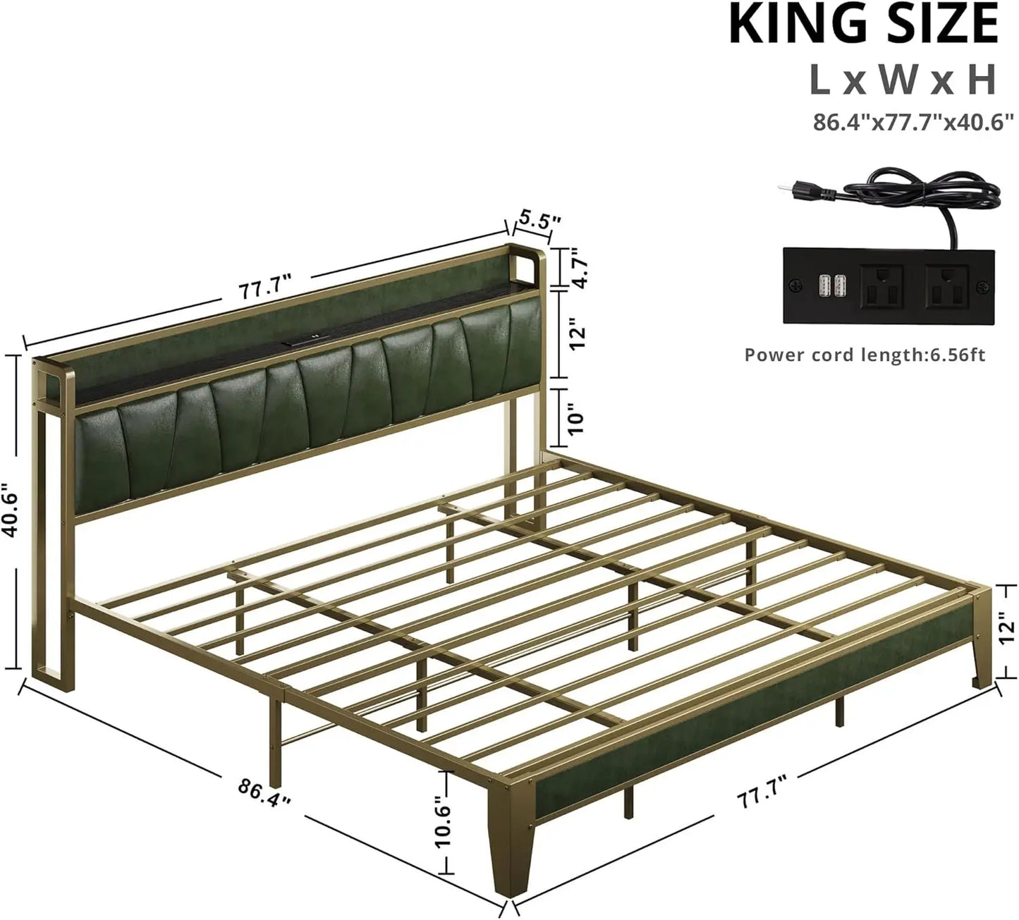 LIKIMIO Bed Frame With Storage Headboard And Charging Station No Box Spring