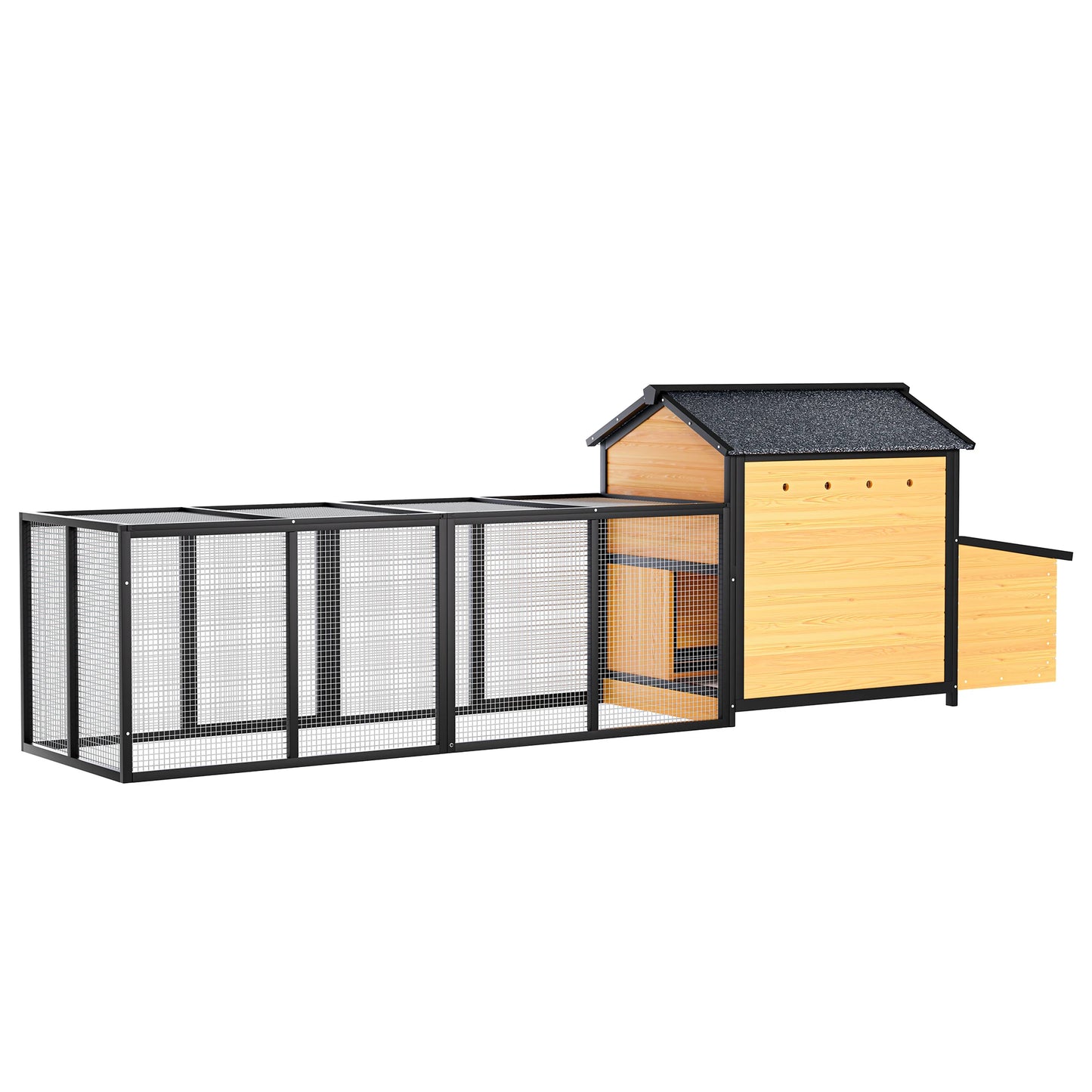 wh-Large Wooden Chicken Coop Outdoor Hen House with Nesting Box, Leak-Proof Pull-Out Tray#