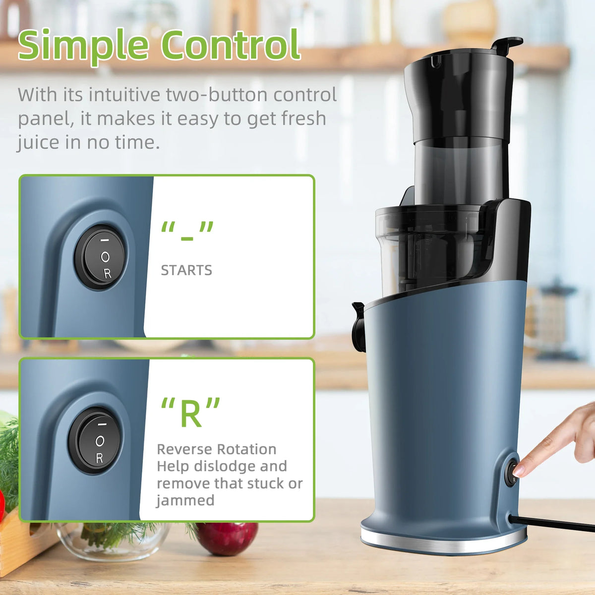 BioloMix Cold Press Juicer with 78mm Feed Chute, 200W 40-65RPM Powerful Motor Slow Masticating Juice Extractor Fits Whole Fruits The Pet & Home Store