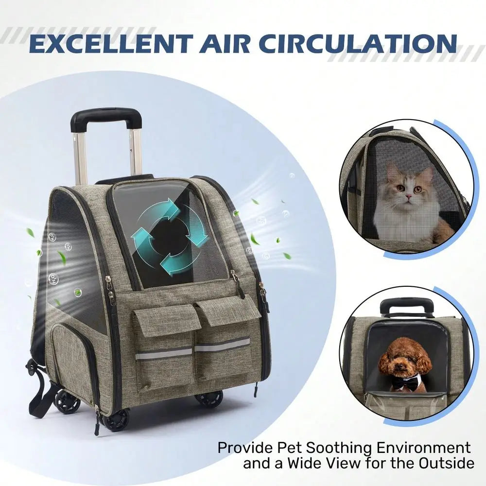 Trolley Pet Carrier With Wheels Airline Approved Cat Carrier