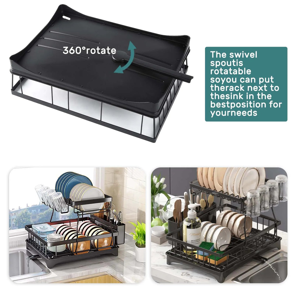 Two Tier Dish Drying Rack For Kitchen Countertop Large Capacity The Pet & Home Store