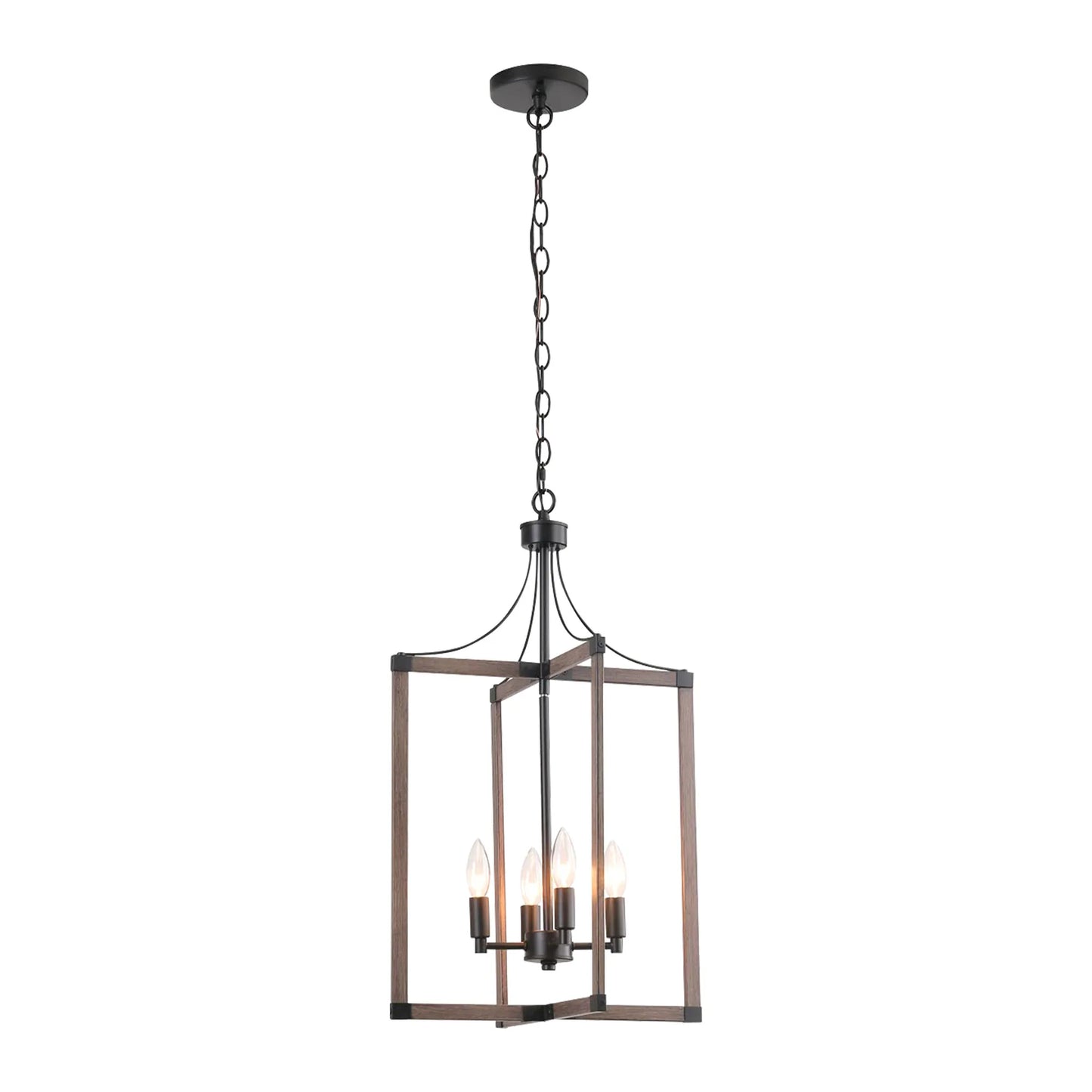 4-Light Farmhouse Chandelier Height Adjustable Rustic Living Room Chandelier Dining Room Light Fixtures Dimmable