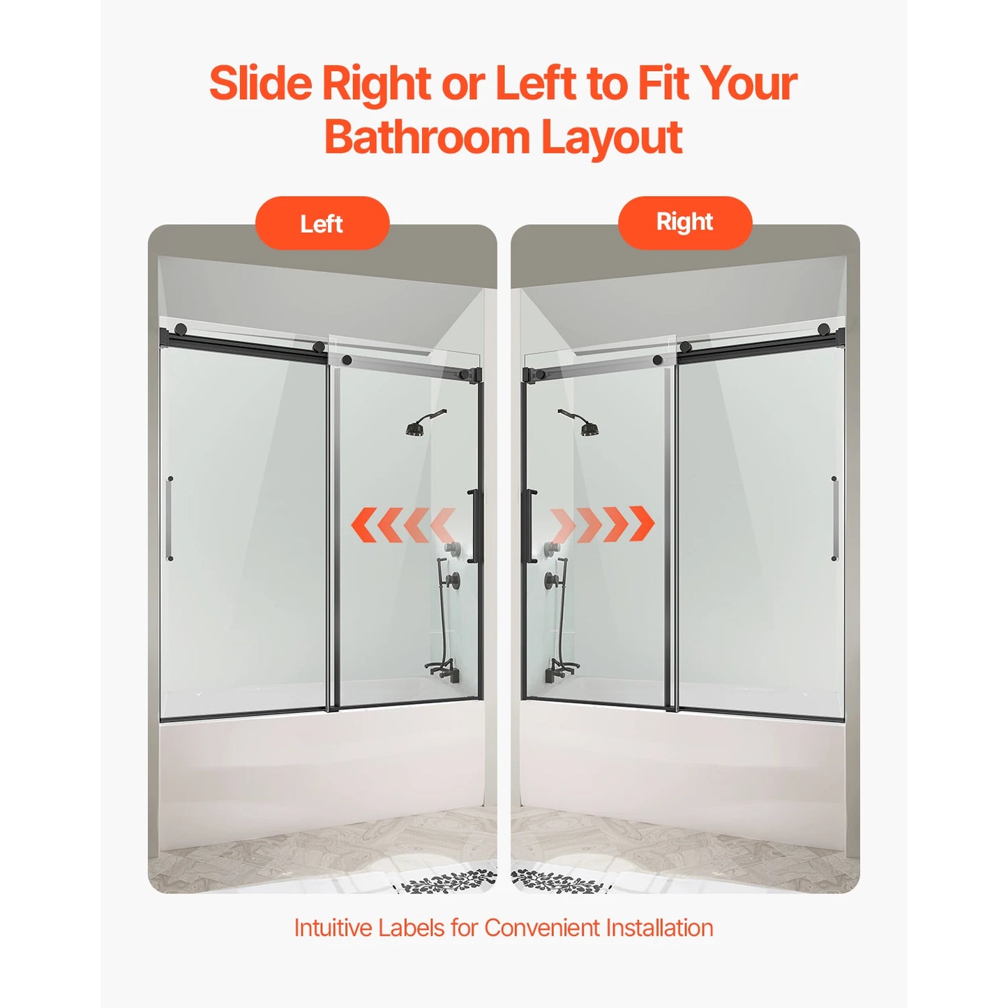 SucceBuy Frameless Sliding Bathtub Door 56-60 in. W x 60in.H Frameless Shower Glass Door Double Sliding Tub Door w/ 5/16in Glass