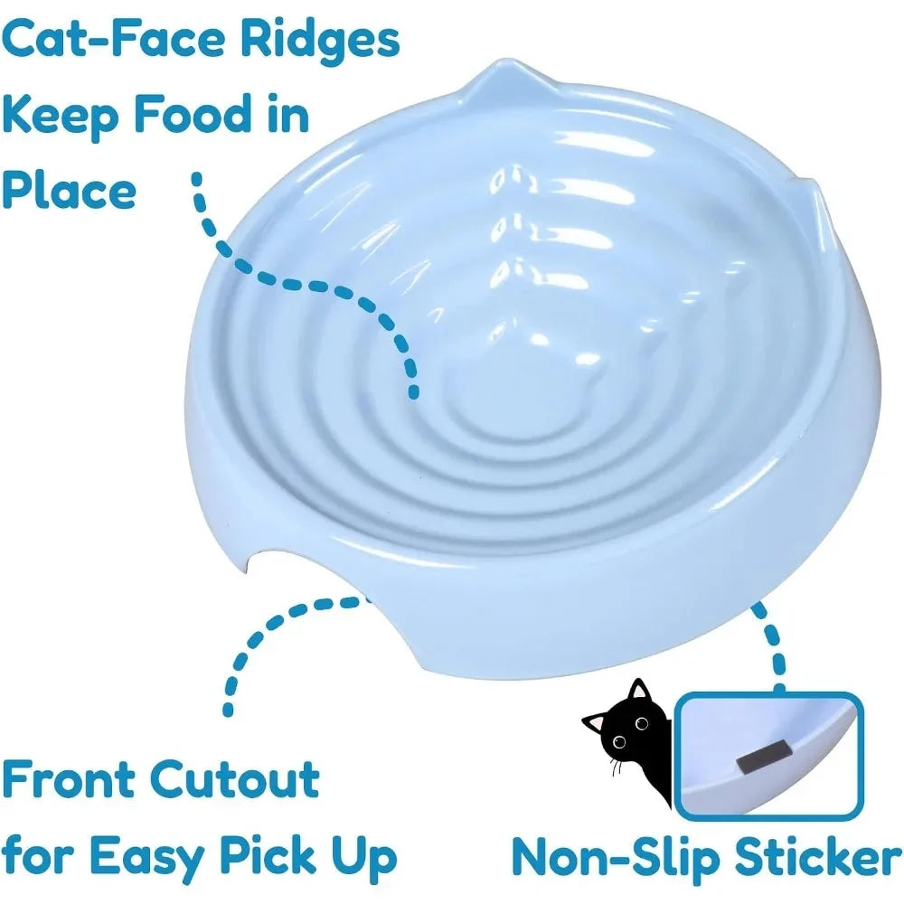 Whisker Friendly Cat Food Bowl for Indoor Cats Shallow Wide Dish Relieves Whisker Fatigue Non Slip Pet Bowl for Wet and Dry Food Ceramic Style Melamine Feeder with Non Skid Ring for Kittens and Adult Cats Easy Clean Blue The Pet & Home Store