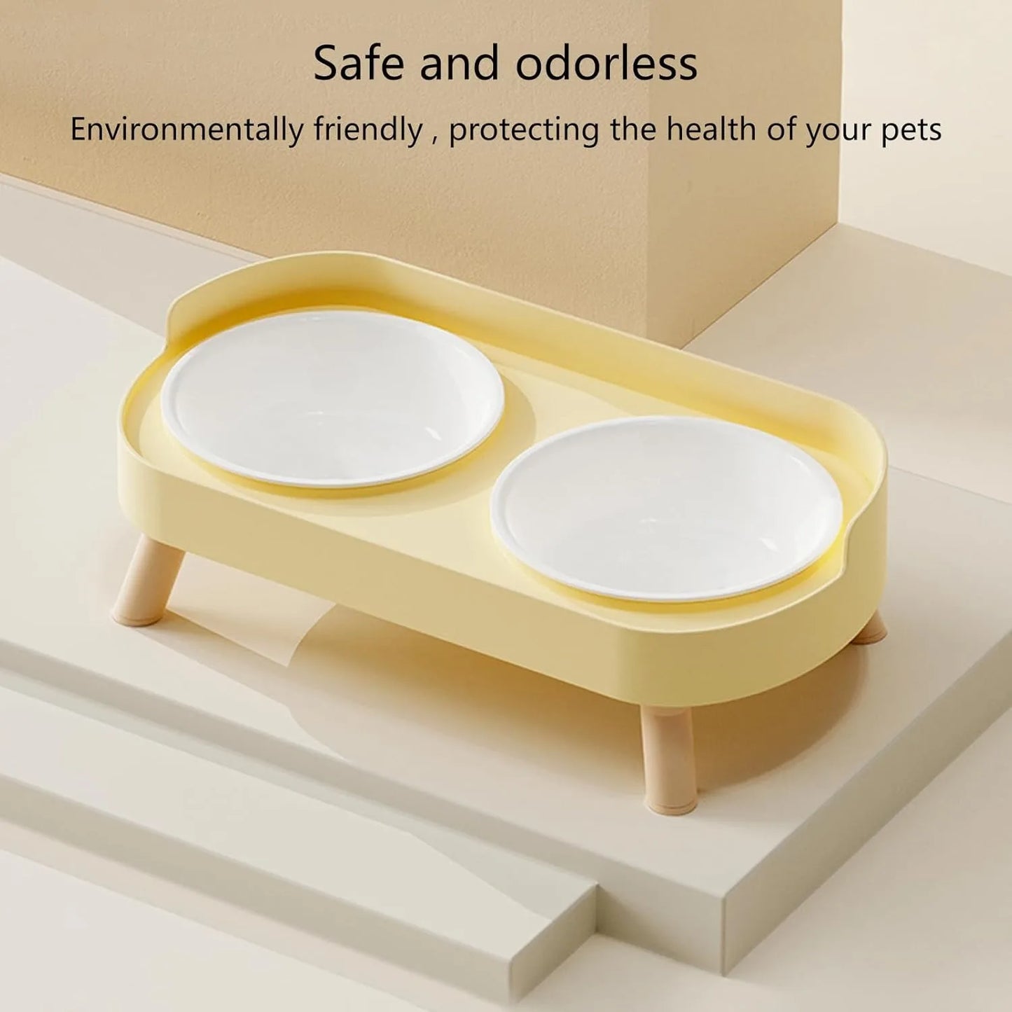 Elevated Pet Bowl Double Food And Water Set Raised Feeding Stand Splash Proof Design For Cats Dogs Puppies Easy Clean