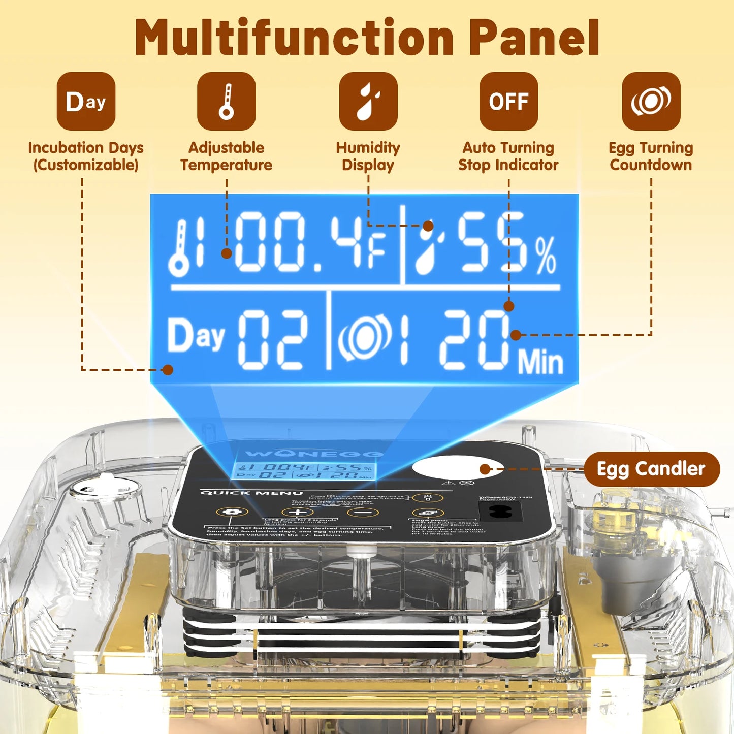 12-24 Egg Incubator With Auto Turn Temp Humidity Control