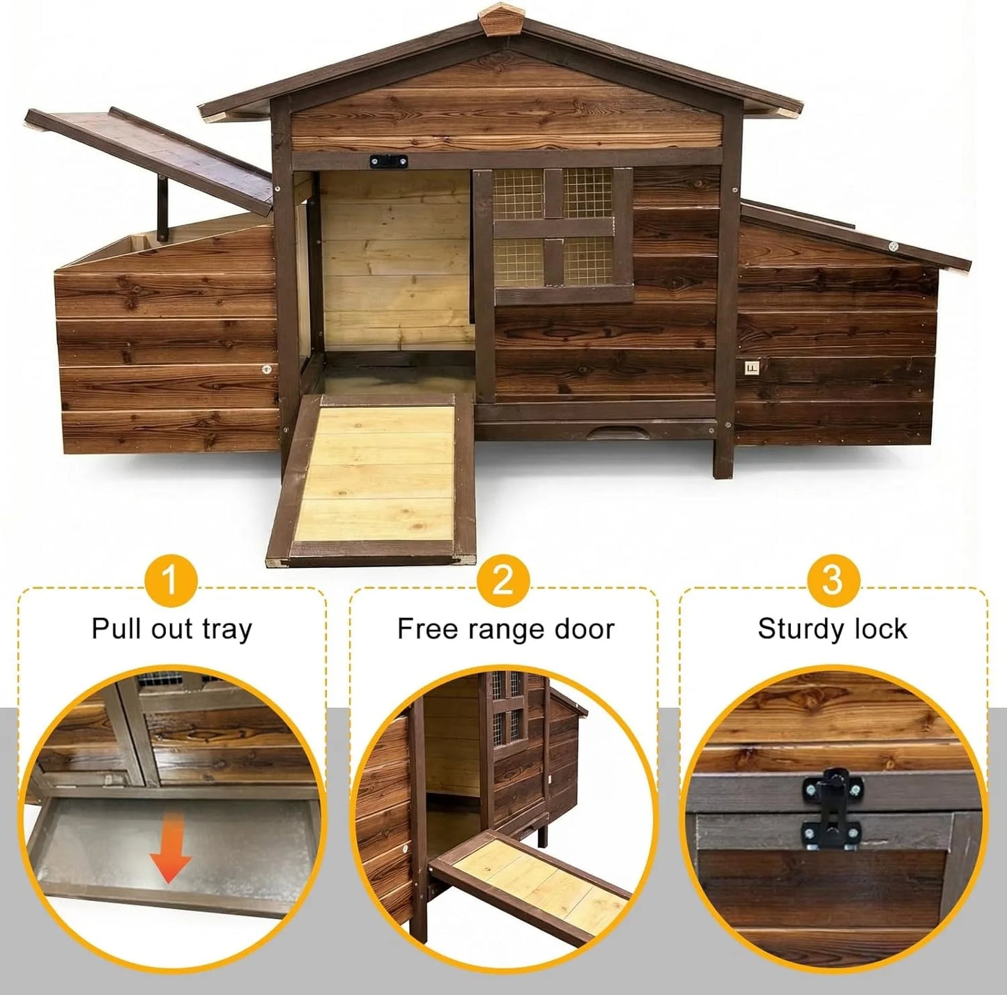 Chicken Coop With Two Nesting Boxes For Outdoor Hen House