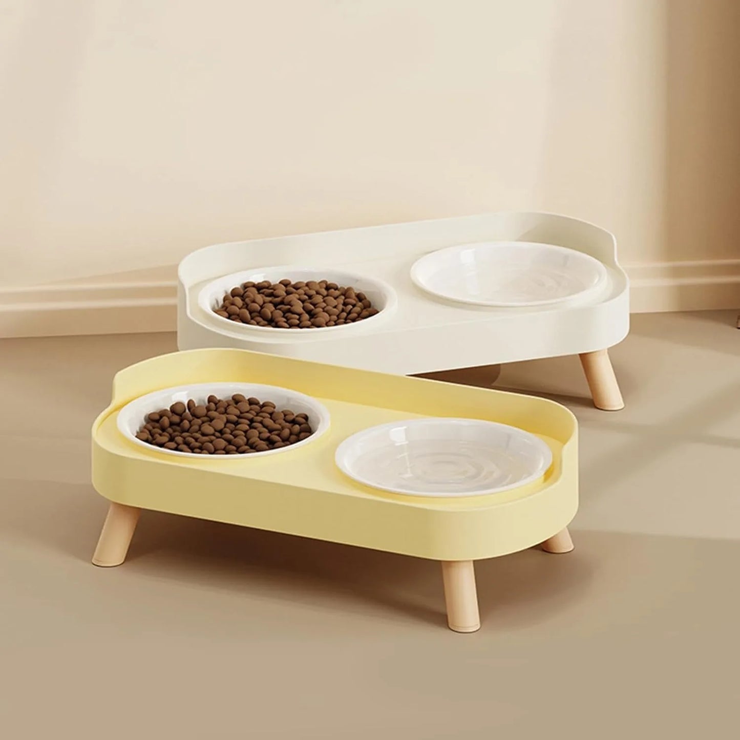 Elevated Pet Bowl Double Food And Water Set Raised Feeding Stand Splash Proof Design For Cats Dogs Puppies Easy Clean