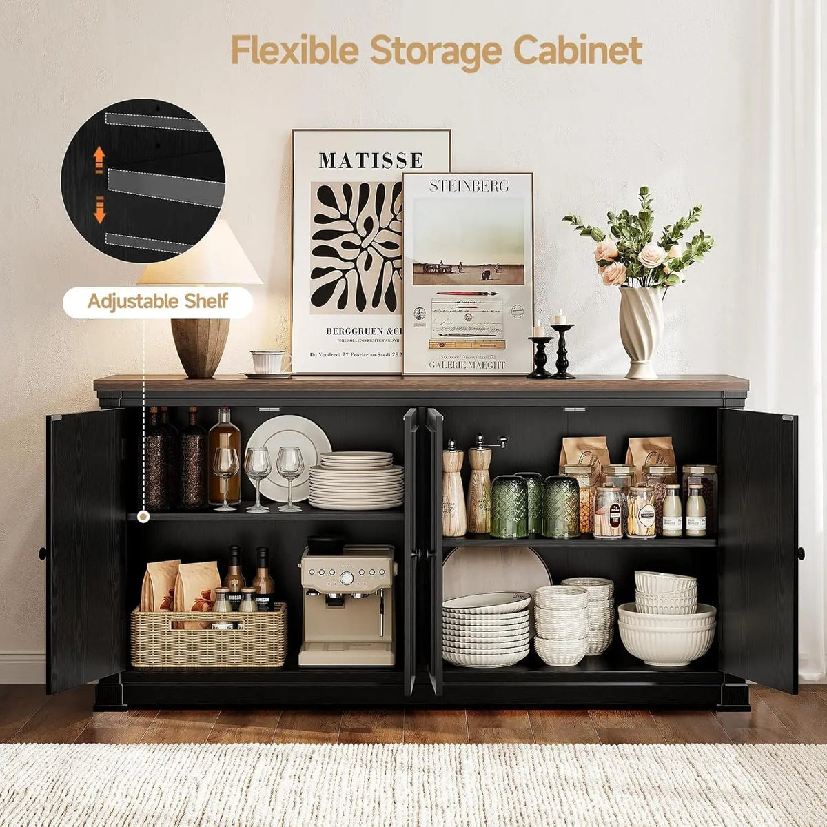 63' Solid Wood Sideboard Buffet Cabinet The Pet & Home Store