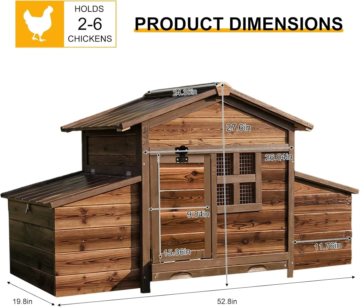 Chicken Coop With Two Nesting Boxes For Outdoor Hen House