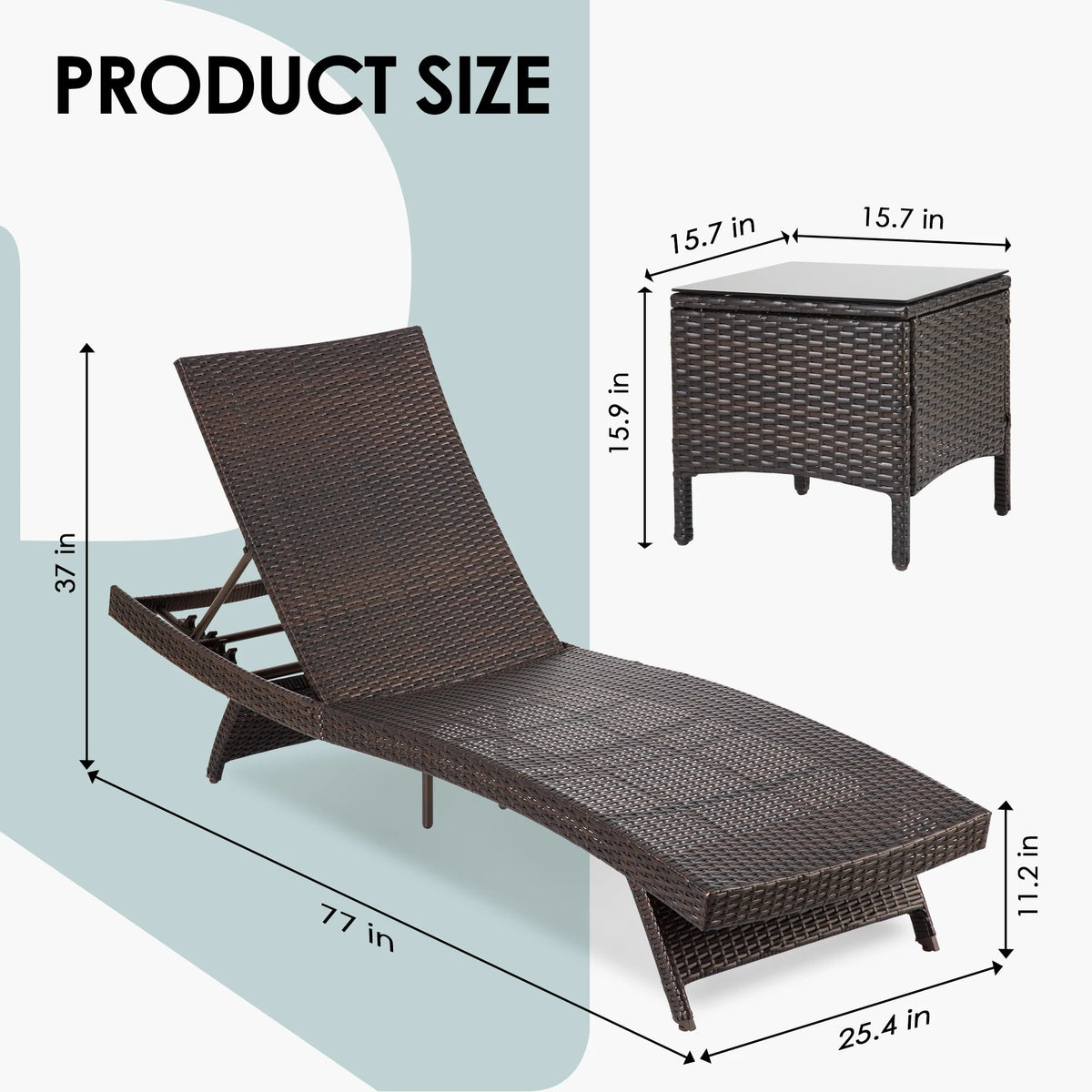 Patio Chaise Lounge Set 3 Pieces with Adjustable Backrest and Removable Cushion, Outdoor Pool Chair for Patio Poolside Backyard The Pet & Home Store