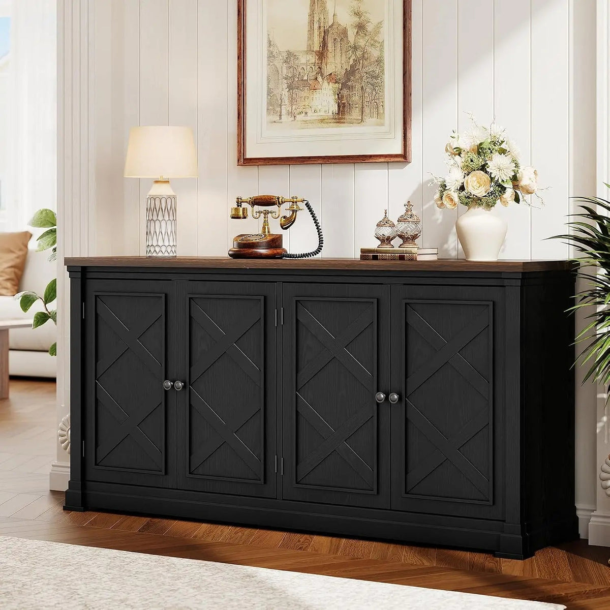 63' Solid Wood Sideboard Buffet Cabinet The Pet & Home Store