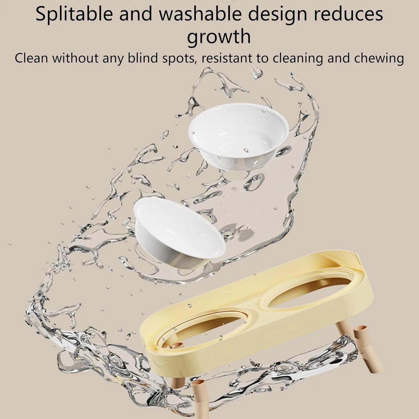 Elevated Pet Bowl Double Food And Water Set Raised Feeding Stand Splash Proof Design For Cats Dogs Puppies Easy Clean