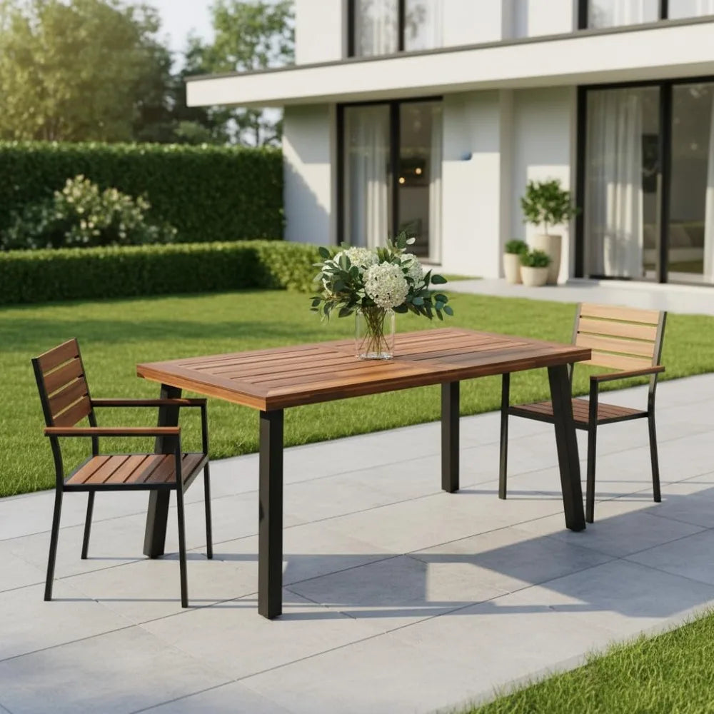 Acacia Wood Outdoor Dining Table With Umbrella Hole