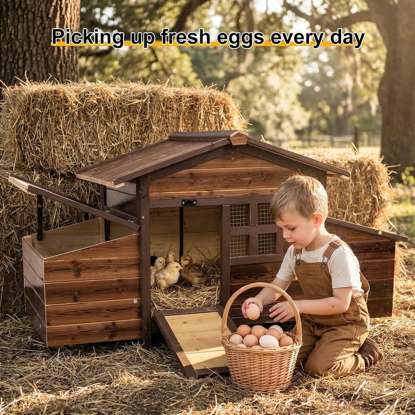 Chicken Coop With Two Nesting Boxes For Outdoor Hen House
