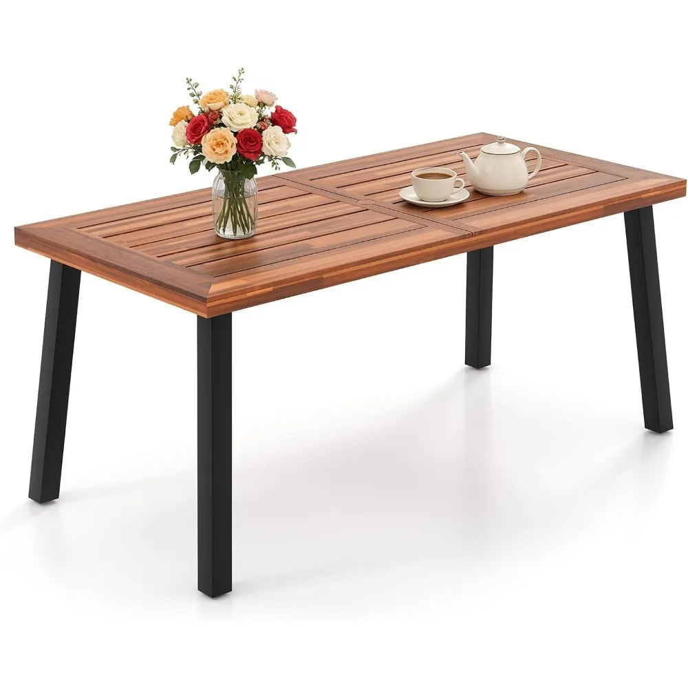 Acacia Wood Outdoor Dining Table With Umbrella Hole
