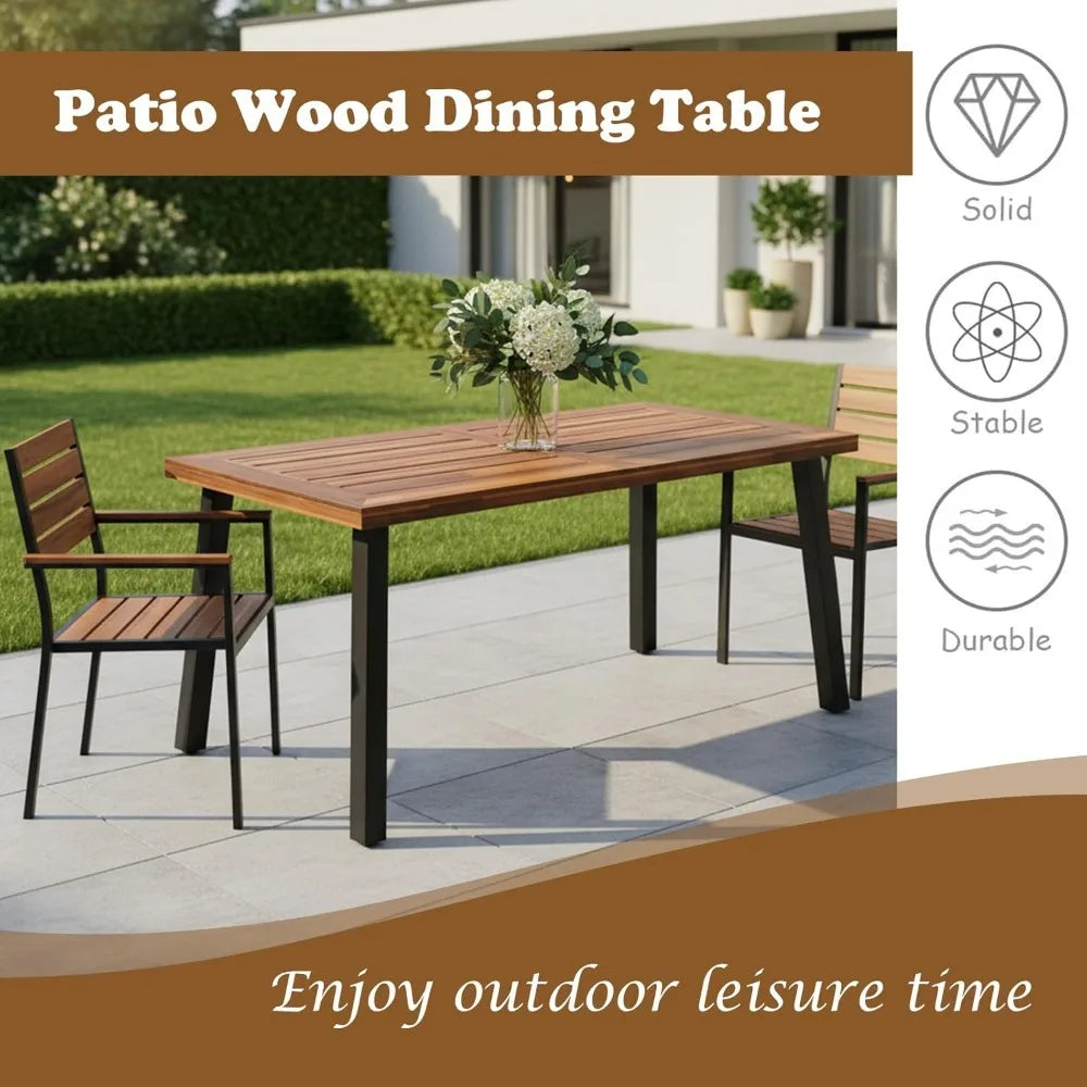 Acacia Wood Outdoor Dining Table With Umbrella Hole