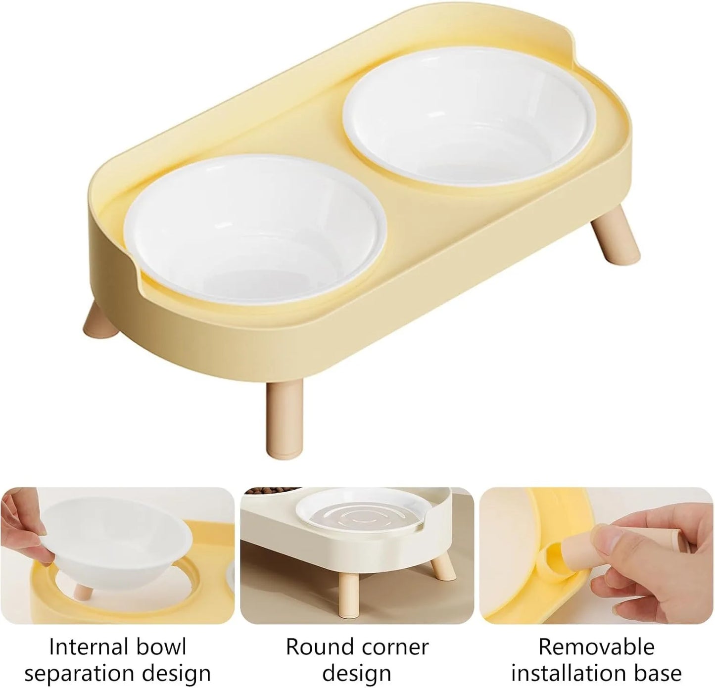 Elevated Pet Bowl Double Food And Water Set Raised Feeding Stand Splash Proof Design For Cats Dogs Puppies Easy Clean
