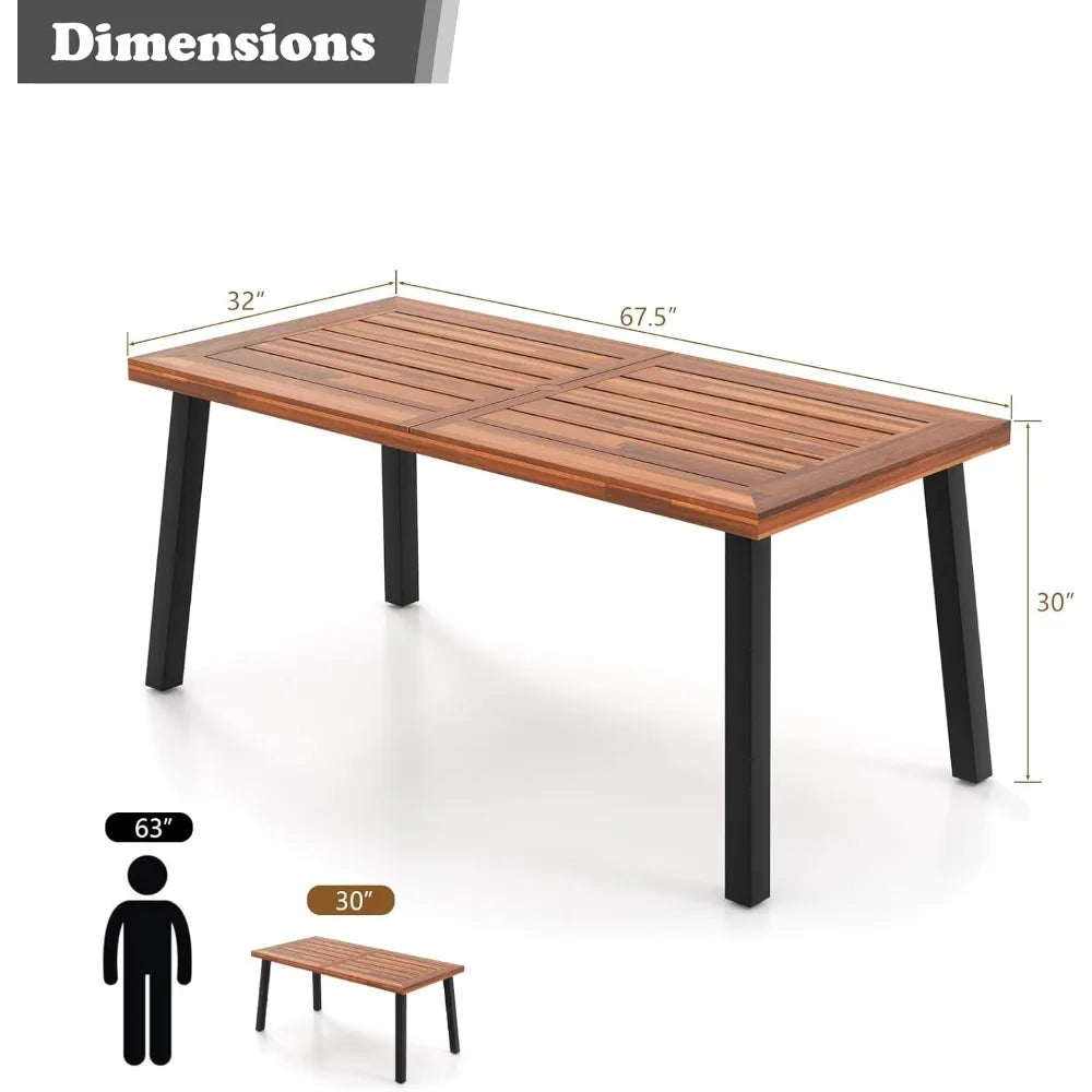 Acacia Wood Outdoor Dining Table With Umbrella Hole