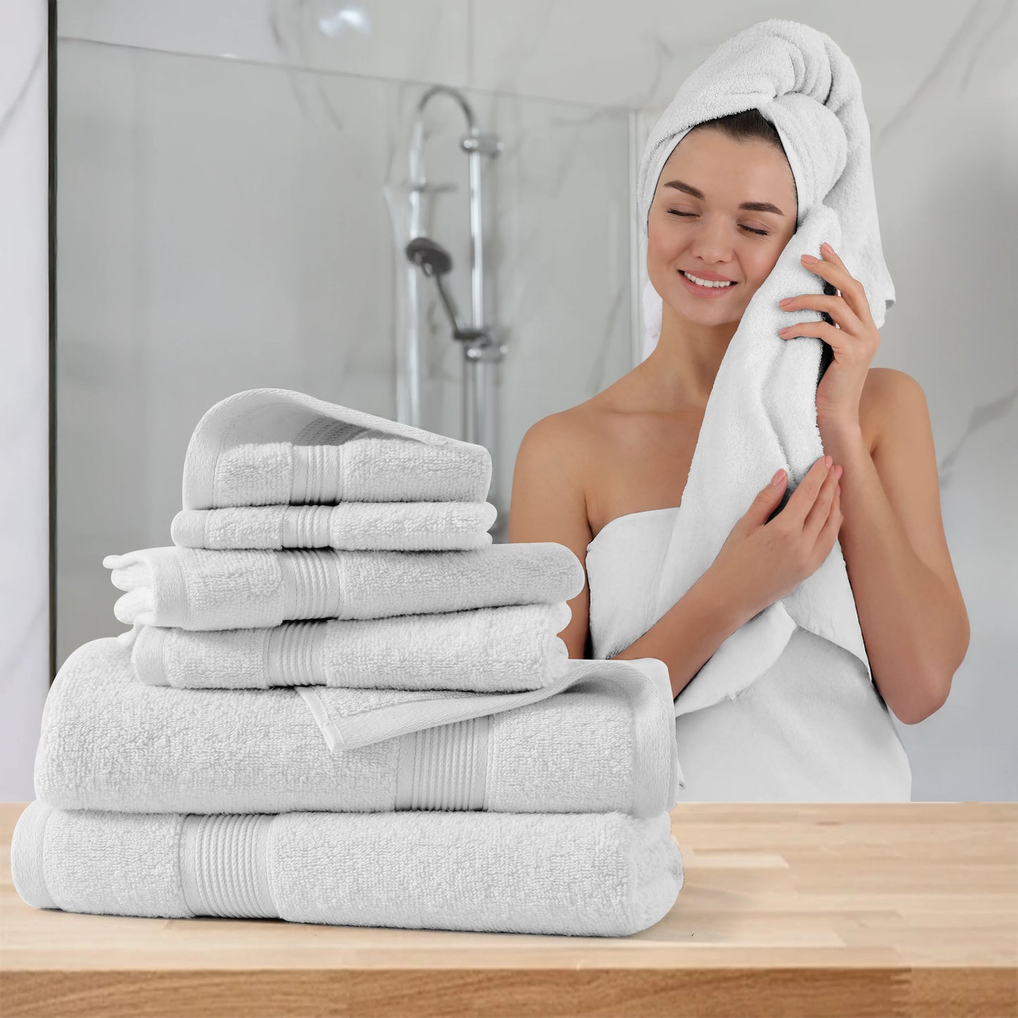 Lux Decor 6-Piece Bath Towel Set 100 Percent Cotton