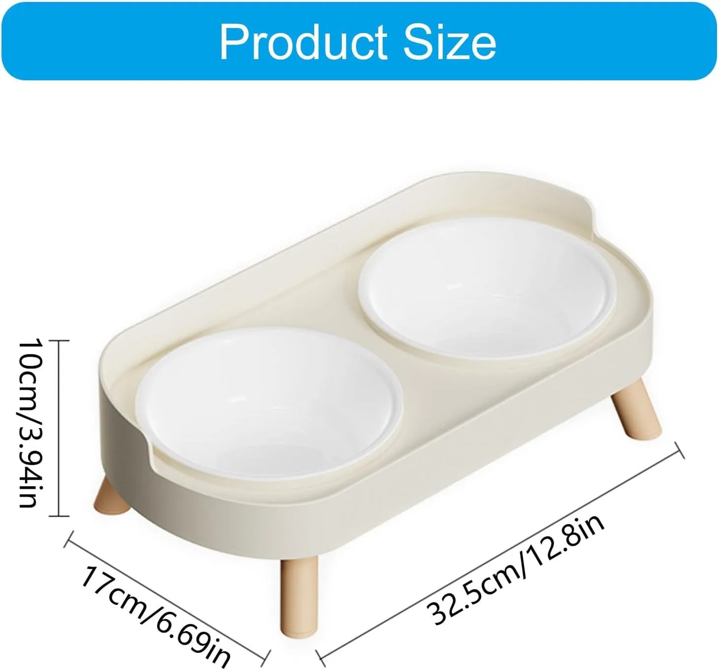 Elevated Pet Bowl Double Food And Water Set Raised Feeding Stand Splash Proof Design For Cats Dogs Puppies Easy Clean