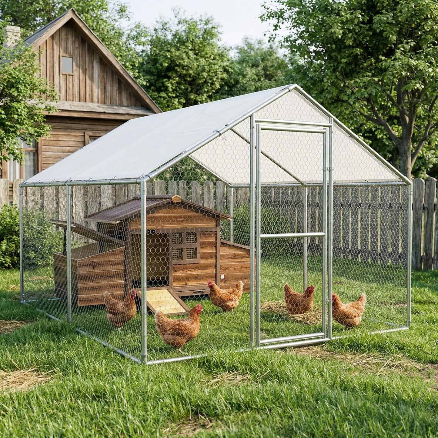 Chicken Coop With Two Nesting Boxes For Outdoor Hen House