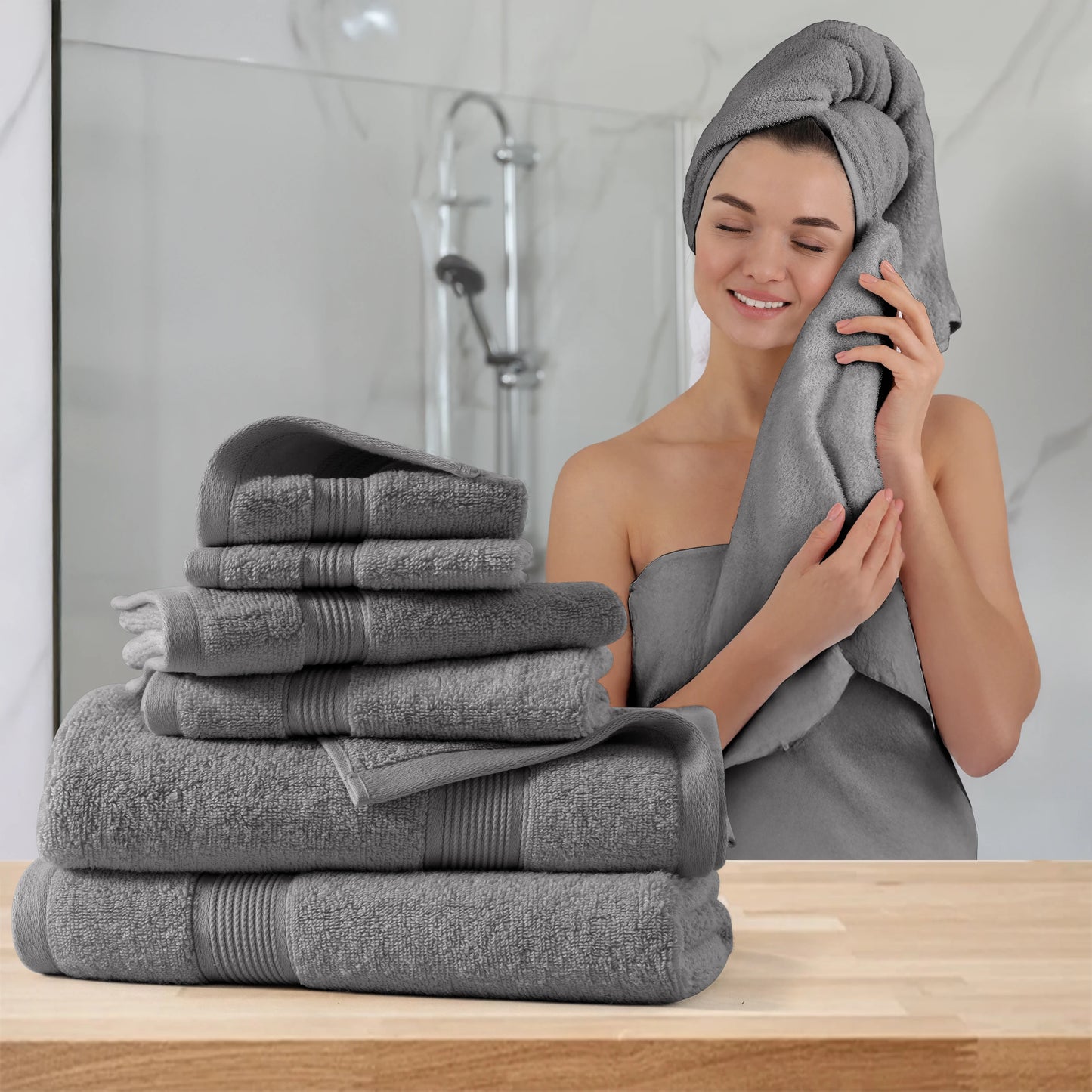 Lux Decor 6-Piece Bath Towel Set 100 Percent Cotton