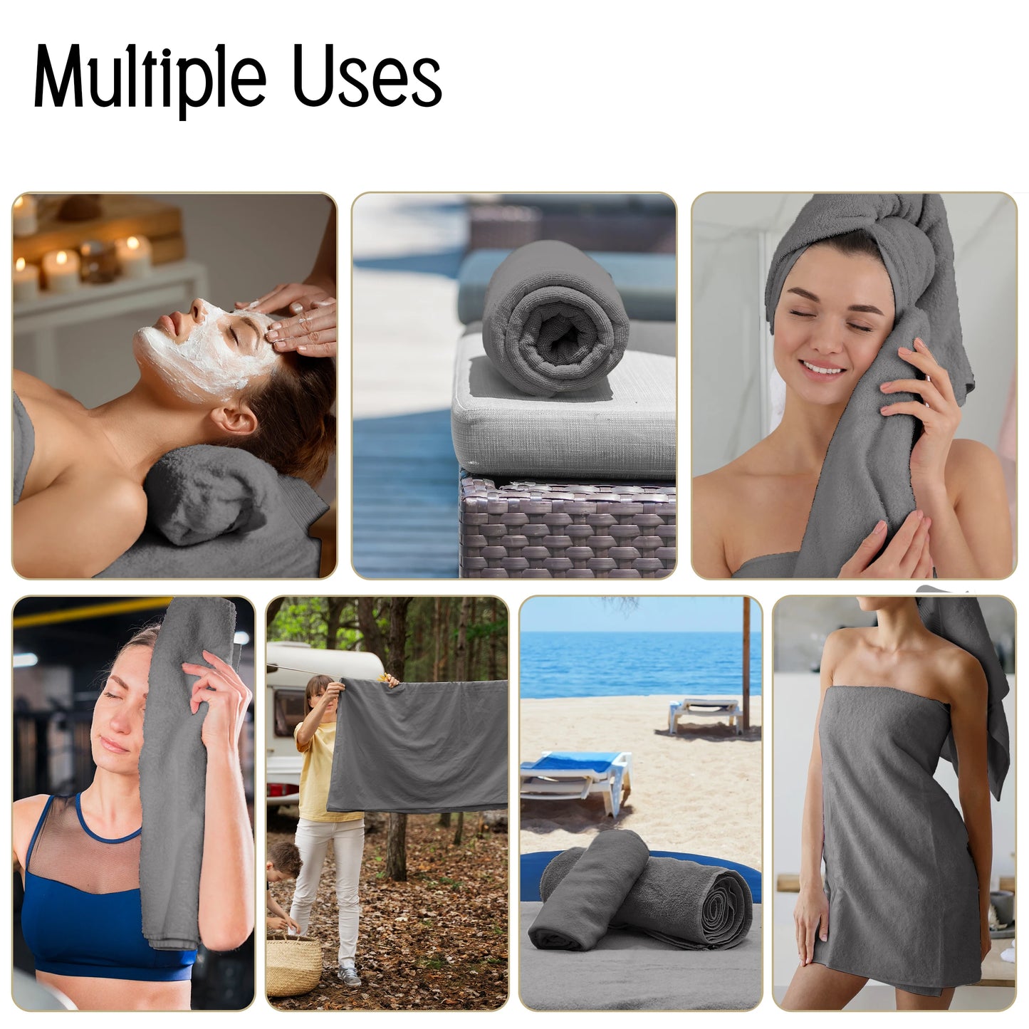 Lux Decor 6-Piece Bath Towel Set 100 Percent Cotton