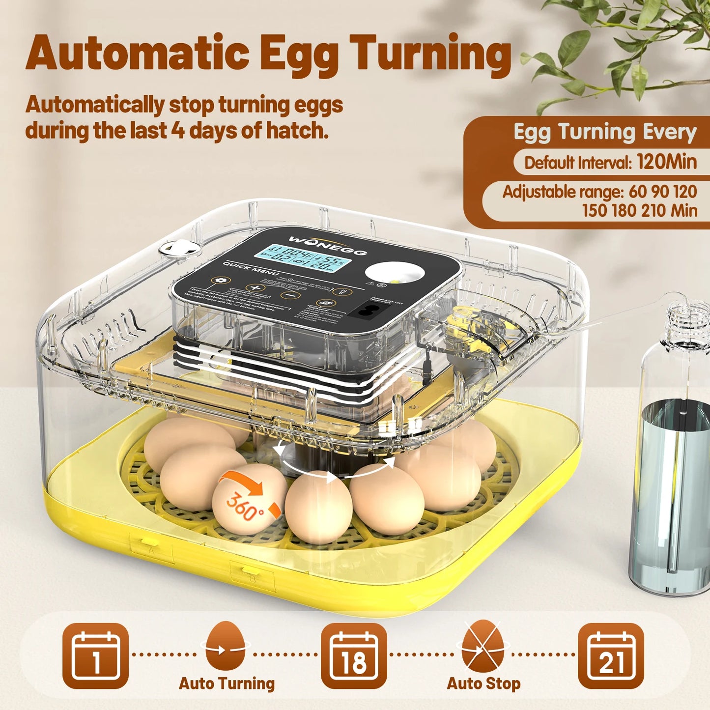 12-24 Egg Incubator With Auto Turn Temp Humidity Control