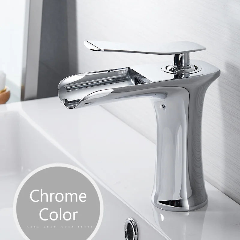 Waterfall Bathroom Faucet Single Handle Basin Mixer Tap Brass