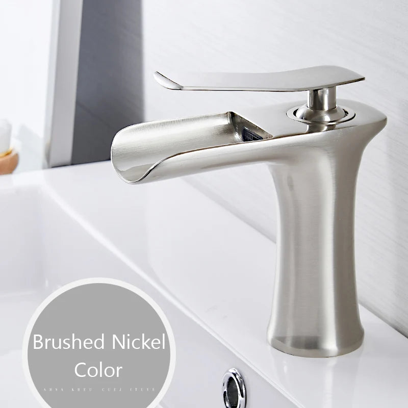 Waterfall Bathroom Faucet Single Handle Basin Mixer Tap Brass