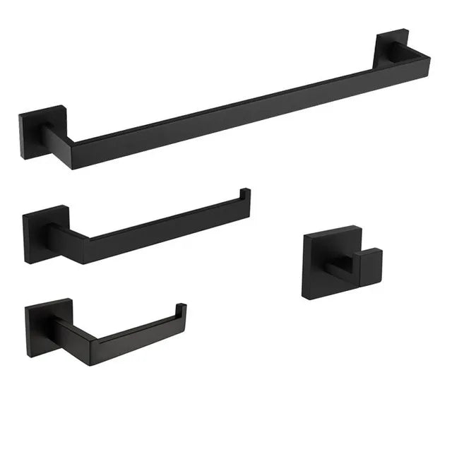 7-Piece Stainless Steel Bathroom Hardware Set With Towel Rail Hooks
