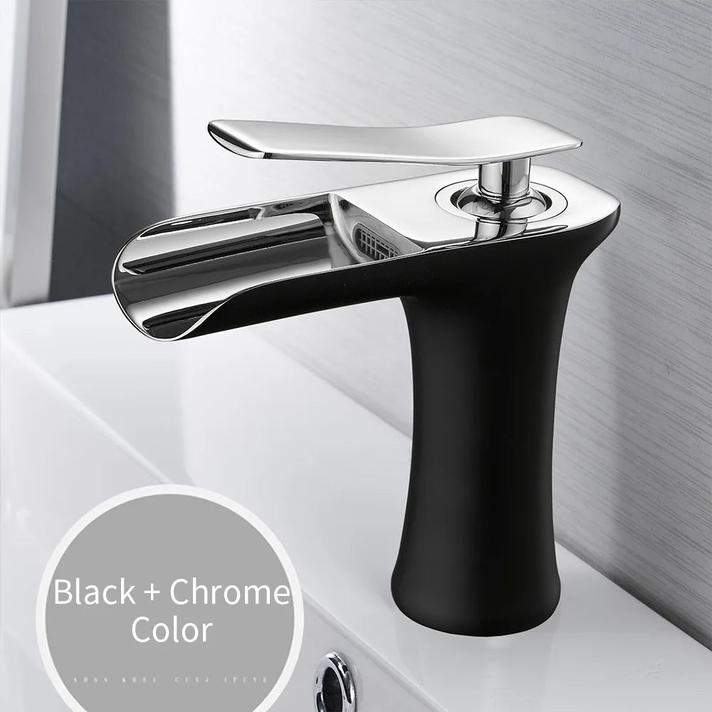 Waterfall Bathroom Faucet Single Handle Basin Mixer Tap Brass