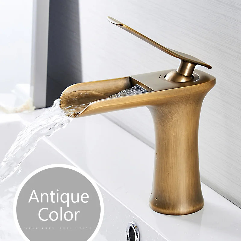 Waterfall Bathroom Faucet Single Handle Basin Mixer Tap Brass