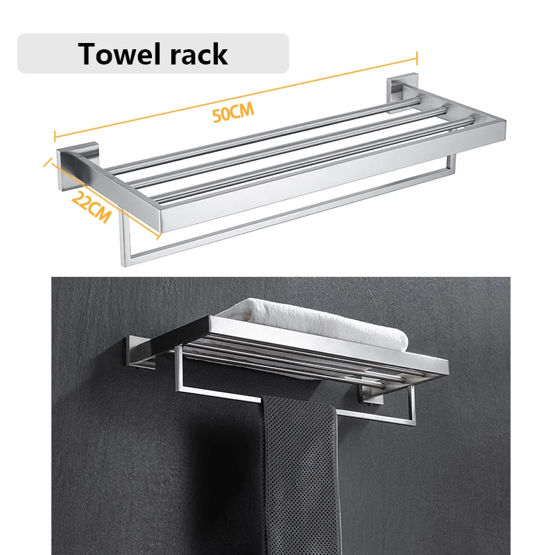 Bathroom Hardware Set Bathroom Accessories Black Robe Hook Towel Rail Bar Rack Bar Shelf Tissue Paper Holder Toothbrush Holder The Pet & Home Store