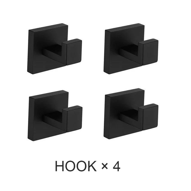 7-Piece Stainless Steel Bathroom Hardware Set With Towel Rail Hooks