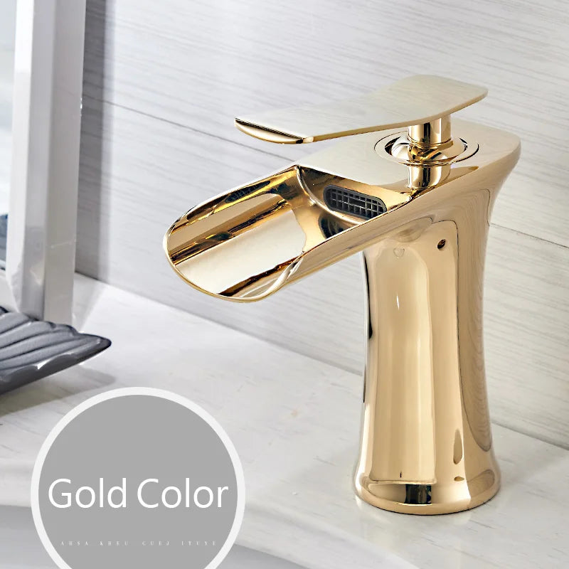 Waterfall Bathroom Faucet Single Handle Basin Mixer Tap Brass