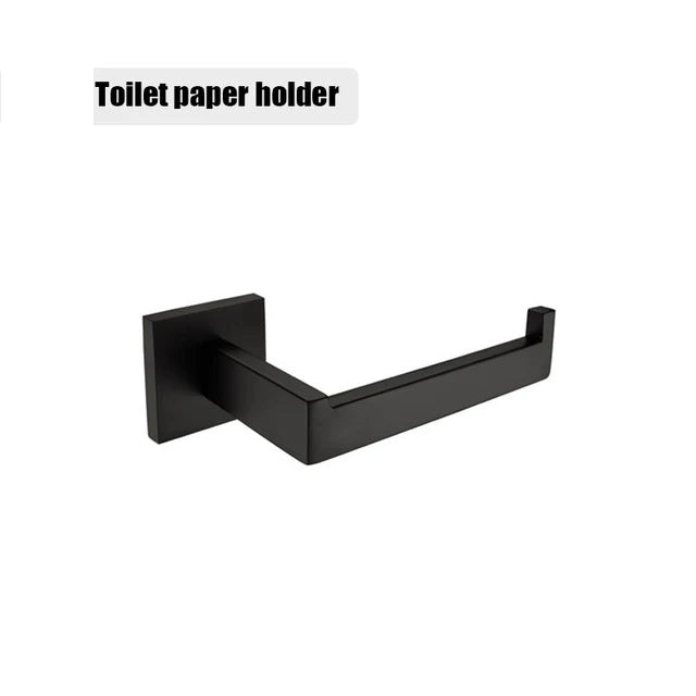 7-Piece Stainless Steel Bathroom Hardware Set With Towel Rail Hooks