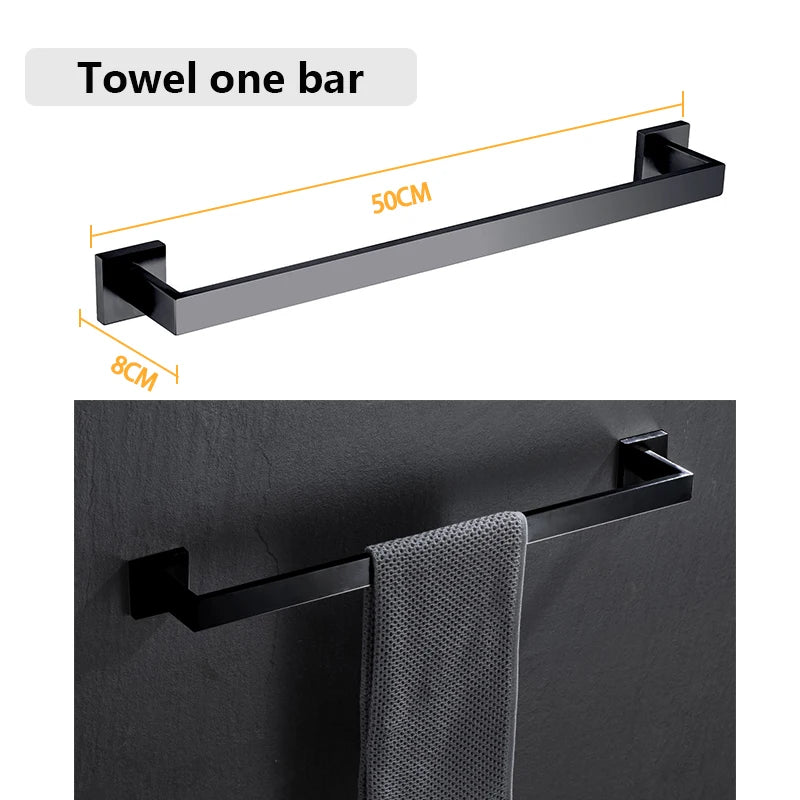 Bathroom Hardware Set Bathroom Accessories Black Robe Hook Towel Rail Bar Rack Bar Shelf Tissue Paper Holder Toothbrush Holder The Pet & Home Store