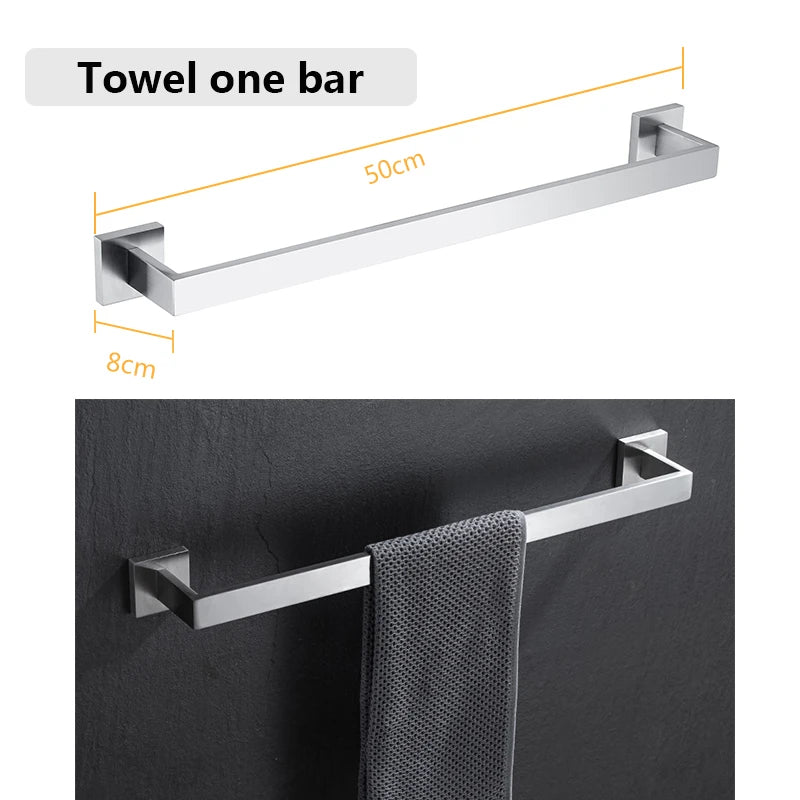 Bathroom Hardware Set Bathroom Accessories Black Robe Hook Towel Rail Bar Rack Bar Shelf Tissue Paper Holder Toothbrush Holder The Pet & Home Store