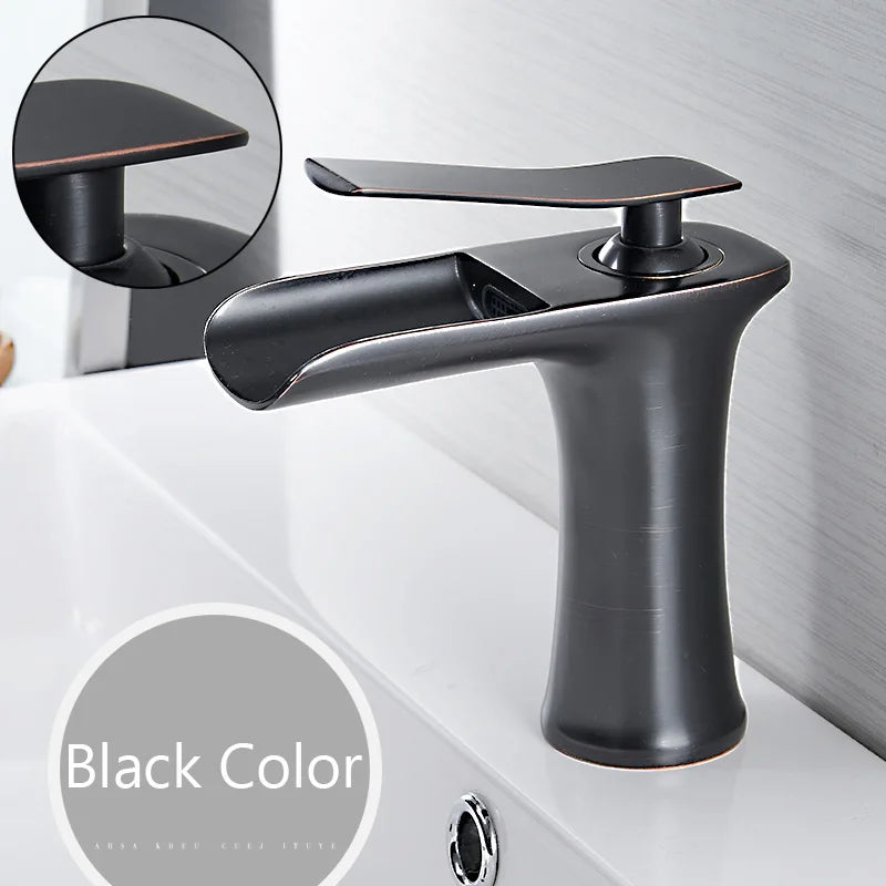 Waterfall Bathroom Faucet Single Handle Basin Mixer Tap Brass