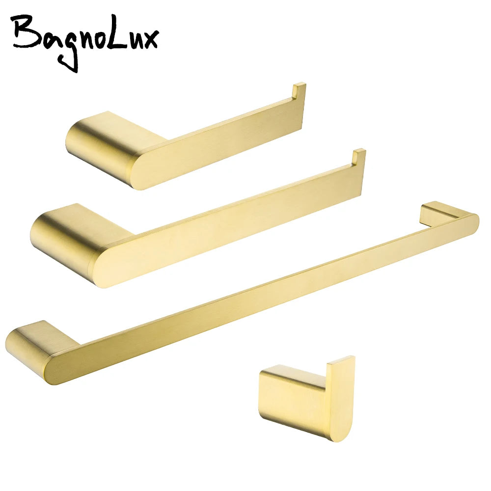 Bagnolux Brushed Stainless Steel Wall Mount Bath Accessory Kit