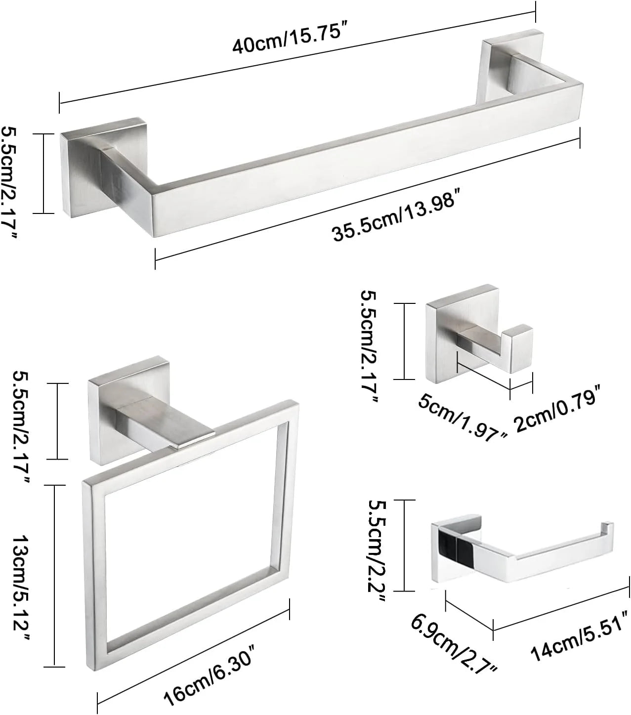 DQOK Brushed Stainless Bathroom Hardware Set With Accessories