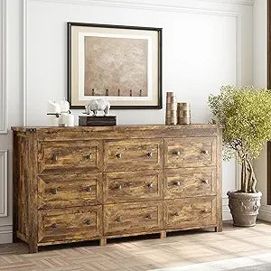 RBXC 9-Drawer Dresser Cabinet For Bedroom With Metal Handles