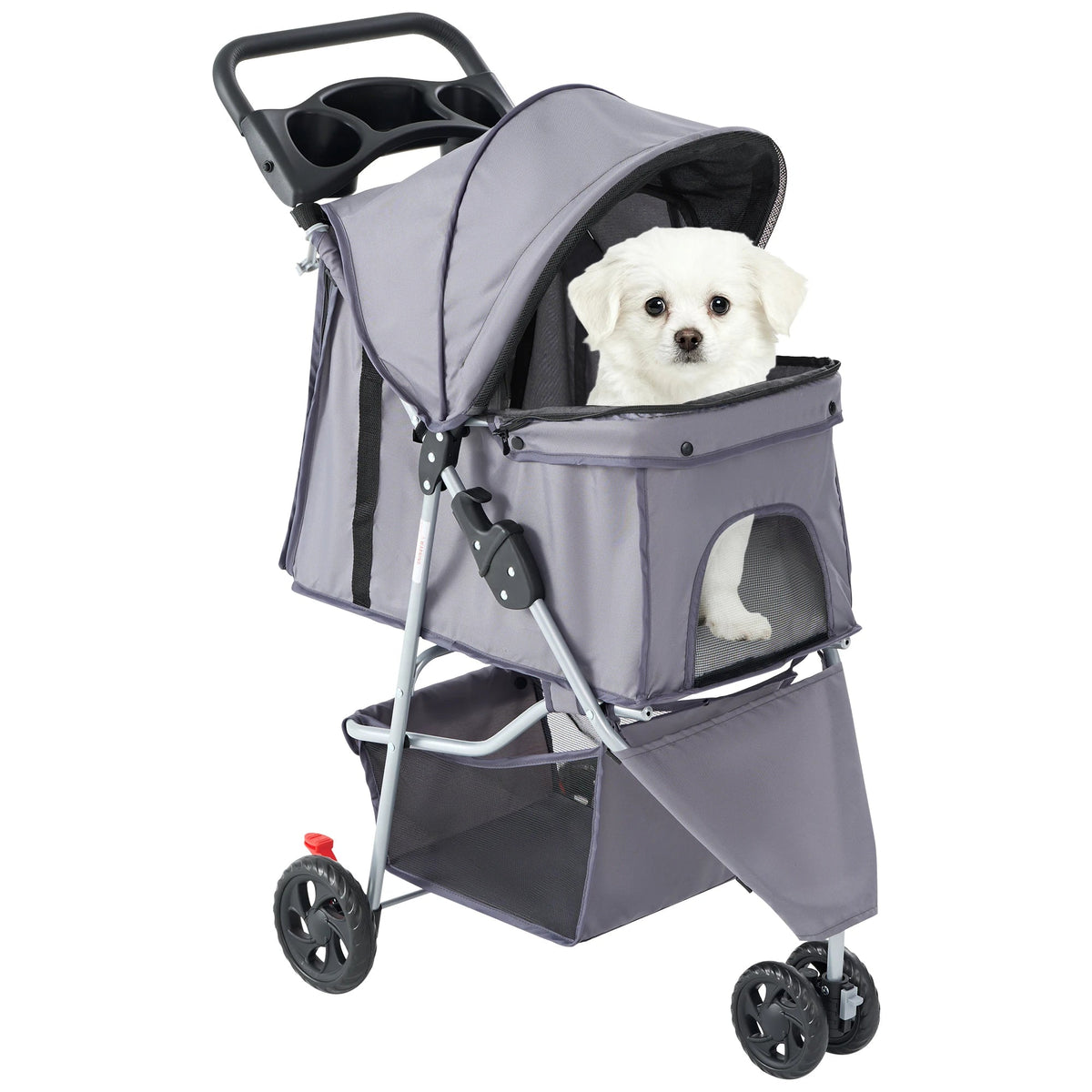 JHK 3 Wheels Foldable Pet Stroller for Small Dogs and Cats Stroller with Mesh Windows Storage Basket Cup Holder for Outdoor Use The Pet & Home Store