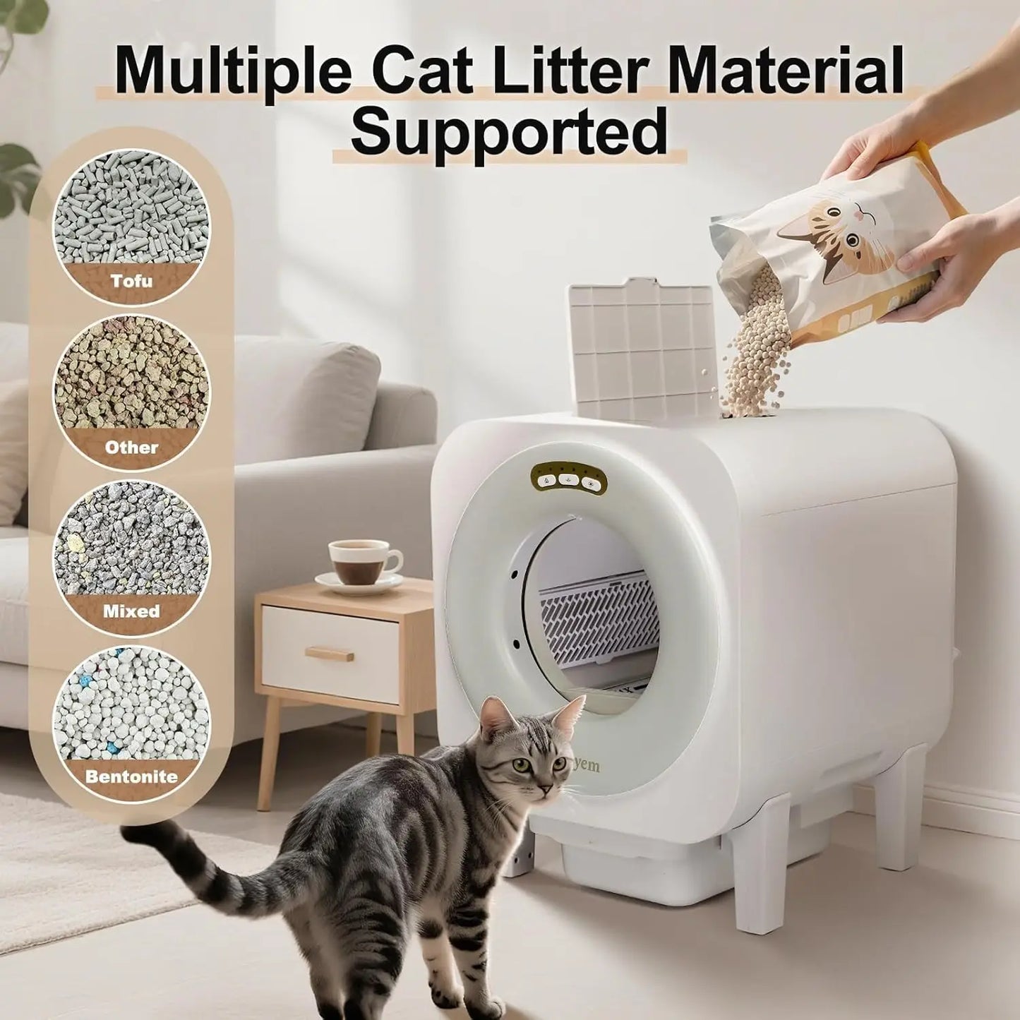 Self Cleaning Automatic Cat Litter Box For Multiple Cats
