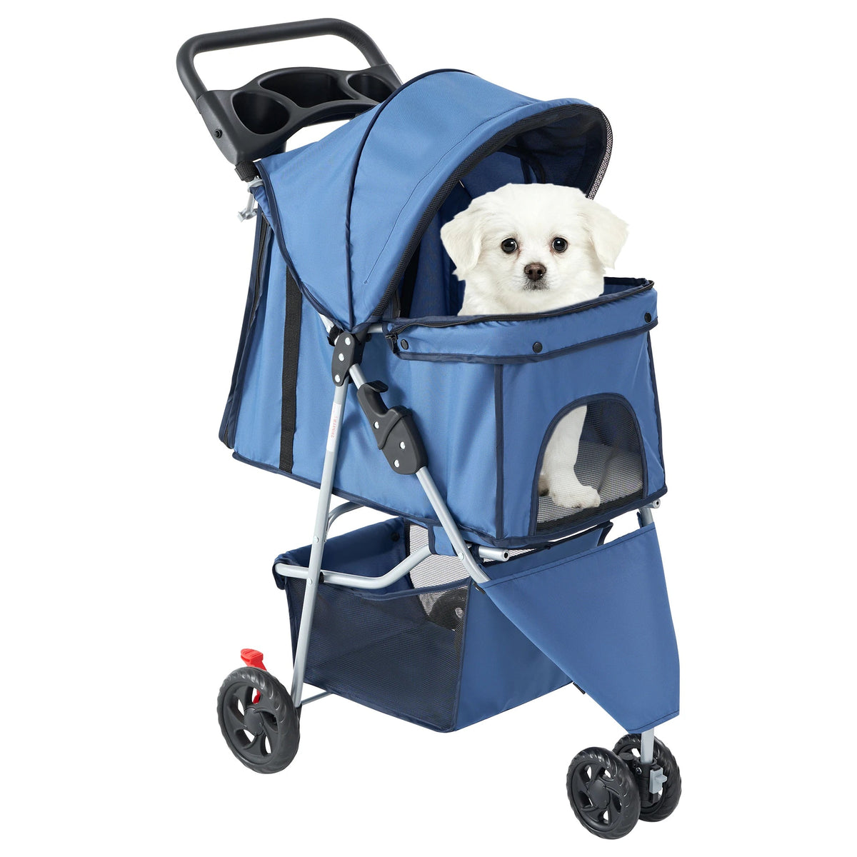 JHK 3 Wheels Foldable Pet Stroller for Small Dogs and Cats Stroller with Mesh Windows Storage Basket Cup Holder for Outdoor Use The Pet & Home Store