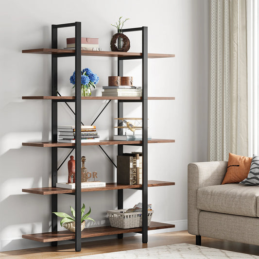 Tribesigns 5-Tier Vintage Industrial Bookcase For Home Office